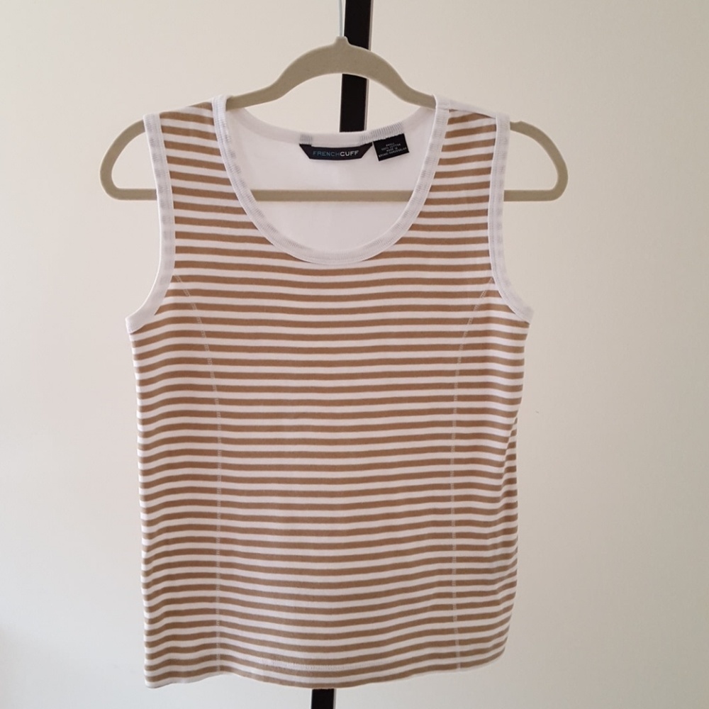 Taupe & white shirt 100% cotton
